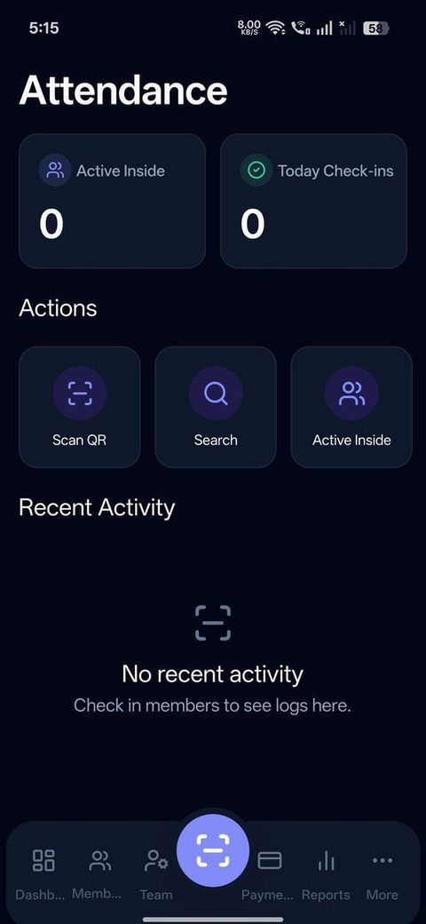 Barbell OS attendance screen
