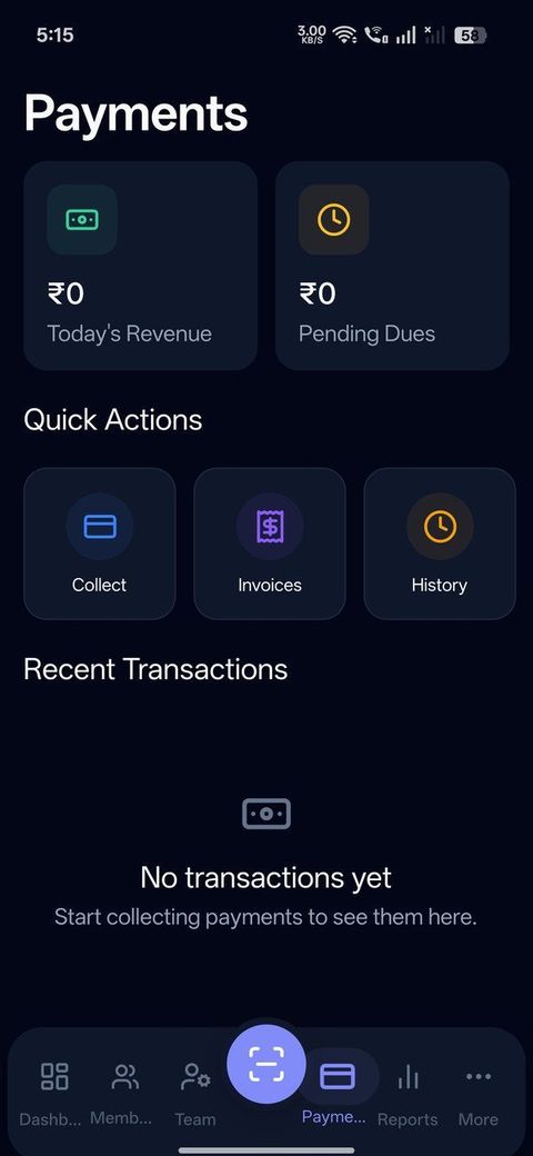Barbell OS payments screen